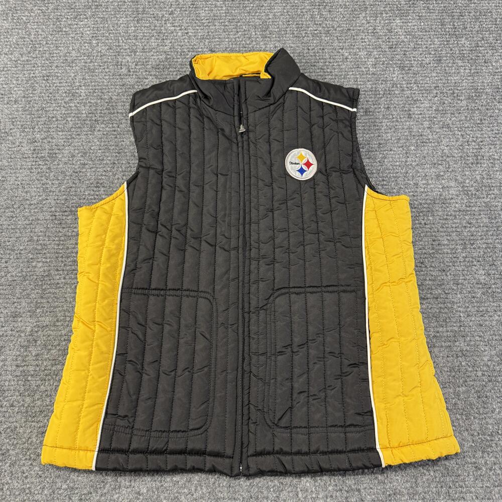 Pittsburgh Steelers Vest Jacket Womens Medium Black NFL Football Team Apparel